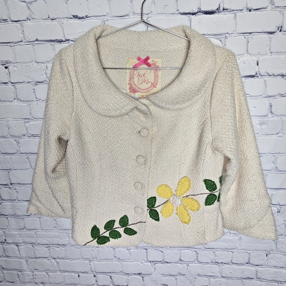 Nick & Mo Cream Textured Cardigan Sweater M
